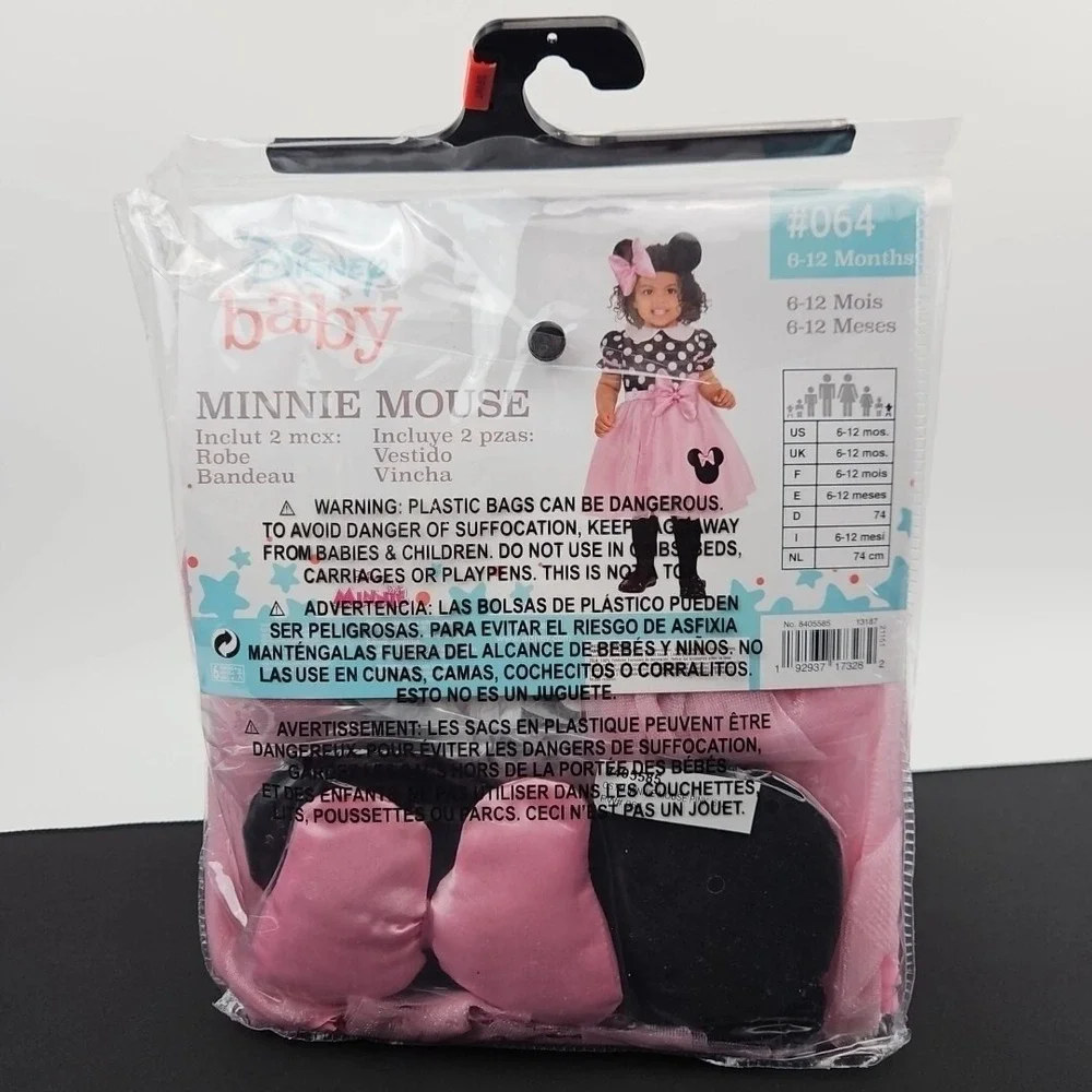 Disney Baby Minnie Mouse Costume Includes 2 Pcs. Dress and Headband 6-12 Months